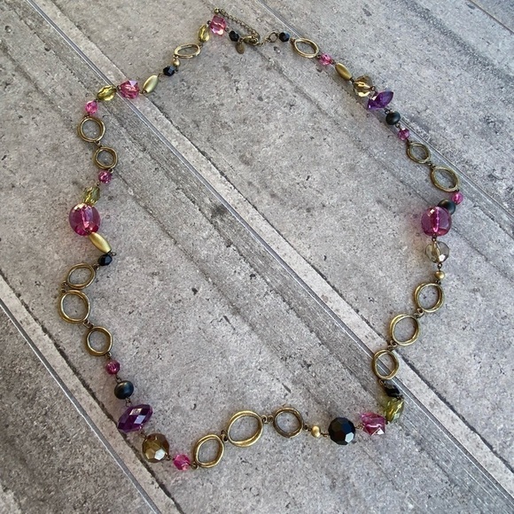 Lia Sophia Necklace Long Beaded Asymmetric Antique Bronze Tone 38”+3” - Picture 4 of 10